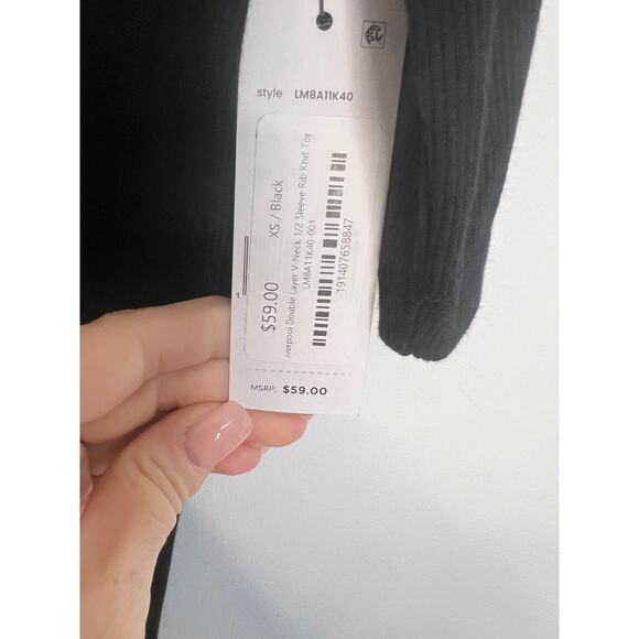 LIVERPOOL Double Layer V-neck 1/2 Sleeve Knit Top XS NWT!! - Picture 3 of 9